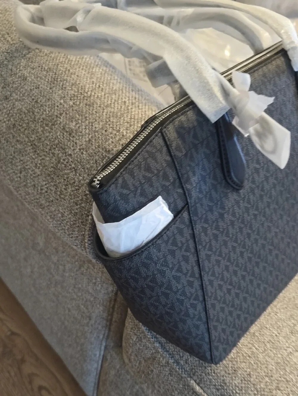 Michael Kors Black and Dark Brown MK Logo Tote